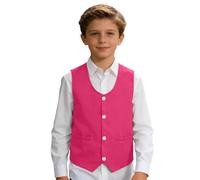 Gilet élégant pour garçon, idéal pour les discours, les occasions festives, les fêtes, gilet classique avec col à revers boutonné, coupe cintrée, polyvalent pour l'école, la plage, les loisirs, Rose