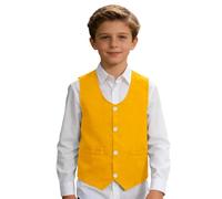 Gilet élégant pour garçon, idéal pour les discours, les occasions festives, les fêtes, gilet classique avec col à revers boutonné, coupe cintrée, polyvalent pour l'école, la plage, les loisirs, jaune