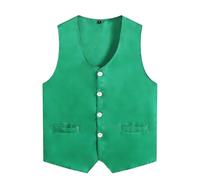 Gilet élégant pour garçon, idéal pour les discours, les occasions festives, les fêtes, gilet classique avec col à revers boutonné, coupe cintrée, polyvalent pour l'école, la plage, les loisirs, vert