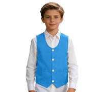 Gilet élégant pour garçon, idéal pour les discours, les occasions festives, les fêtes, gilet classique avec col à revers boutonné, coupe cintrée, polyvalent pour l'école, la plage, les loisirs, bleu