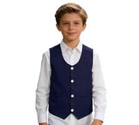 Gilet élégant pour garçon, idéal pour les discours, les occasions festives, les fêtes, gilet classique avec col à revers boutonné, coupe cintrée, polyvalent pour l'école, la plage, les loisirs, Marine