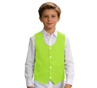 Gilet élégant pour garçon, idéal pour les discours, les occasions festives, les fêtes, gilet classique avec col à revers boutonné, coupe cintrée, polyvalent pour l'école, la plage, les loisirs, Vert