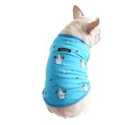 Gilet en coton pour bouledogue français, léger et extensible pour chien, t-shirt doux et frais pour animaux de compagnie, gilet sans manches respirant (bleu, taille XS)