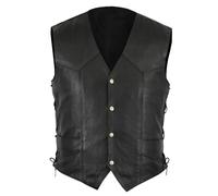 Gilet en cuir de vachette classique pour homme - Pour motards et motocyclistes - Mode et loisirs - Noir - Gilet de moto - Gilet de motard - Veste de club, Noir 07., XXL