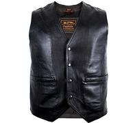Gilet en cuir en cuir d'agneau - Noir - XXXXL