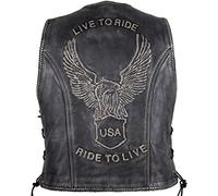 Gilet en cuir MDM avec un aigle gravé en cuir vintage. - Multicolore - L