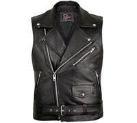 Gilet en cuir pour motard - Noir - S