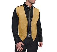 Gilet en daim pour homme - Gilet en cuir marron médiéval décontracté vintage western cowboy gilet sans manches veste slim fit gilet gilet de loisirs en cuir marron motard gilet gilet pour homme, kaki,