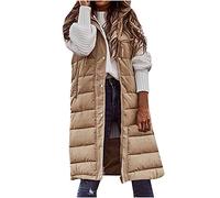 Gilet en duvet Femme Ultra Chaud Couleur unie Veste Moyen à long sans Manche Col Roulé Grande Taille Hiver Doudoune pour Femmes Décontractée Confortable Pas cher Casual