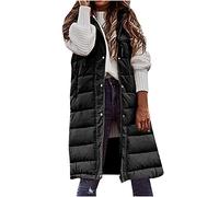 Gilet en duvet Femme Ultra Chaud Couleur unie Veste Moyen à long sans Manche Col Roulé Grande Taille Hiver Doudoune pour Femmes Décontractée Confortable Pas cher Casual