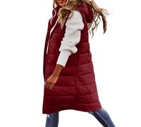 Gilet en duvet Femme Ultra Chaud Couleur unie Veste Moyen à long sans Manche Col Roulé Grande Taille Hiver Doudoune pour Femmes Décontractée Confortable Pas cher Casual