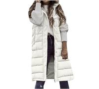 Gilet en duvet Femme Ultra Chaud Couleur unie Veste Moyen à long sans Manche Col Roulé Grande Taille Hiver Doudoune pour Femmes Décontractée Confortable Pas cher Casual