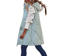 Gilet en duvet léger pour femme - Gilet matelassé élégant long classique sans manches - Gilet long tendance - Gilet d'hiver ample - Avec poches - Coupe-vent - Imperméable - Veste softshell, a, 4XL