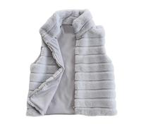 Gilet en fausse fourrure pour femme - Sans manches - Col montant - Grandes tailles - Veste d'hiver unie - En fourrure synthétique - Fermeture éclair - Veste de transition - Veste d'hiver chaude en