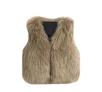 Gilet en fausse fourrure pour fille - Veste d'hiver sans manches - Pour enfant, kaki, 10 ans