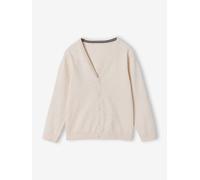 Gilet en maille col V BASICS blanc chiné 6A