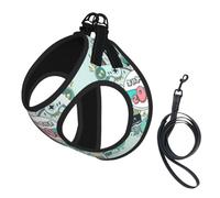 Gilet en maille respirante pour petits chiens et chats - Réfléchissant | With Accessories Harnais pour petit animal de compagnie Motif I Love The 90s Illustration Print S - Maille aérée légère avec