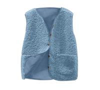 Gilet en Molleton Polaire Doux Gilet sans Manche Femme Coupe Classique Femmes Grandes Filles Couleur Unie Élégant Blouson Mode Bouton Matelassée sans Manches Confortable Casual Veste avec Poches