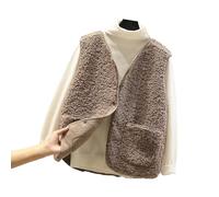 Gilet en Molleton Polaire Doux Gilet sans Manche Femme Coupe Classique Femmes Grandes Filles Couleur Unie Élégant Blouson Mode Bouton Matelassée sans Manches Confortable Casual Veste avec Poches