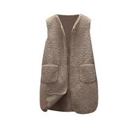 Gilet en Molleton Polaire Doux sans Manche Coupe Classique Femme Grandes Filles Élégant Couleur Unie Blouson Mode Bouton Matelassée sans Manches Décontracté Veste avec Poches
