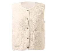 Gilet en Molleton Polaire Femme Veste sans Manches Doux Coupe Classique Grandes Filles Couleur Unie Mode Bouton MatelasséE Blouson sans Manche ÉLéGant Chaud Fourrure Gilets Casual d'hiver avec Poches