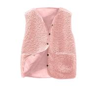 Gilet en Molleton Polaire Femme Veste sans Manches Doux Coupe Classique Grandes Filles Couleur Unie Mode Bouton MatelasséE Blouson sans Manche ÉLéGant Chaud Fourrure Gilets Casual d'hiver avec Poches