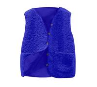 Gilet en Molleton Polaire Femme Veste sans Manches Doux Coupe Classique Grandes Filles Couleur Unie Mode Bouton MatelasséE Blouson sans Manche ÉLéGant Chaud Fourrure Gilets Casual d'hiver avec Poches