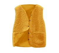 Gilet en Molleton Polaire Femme Veste sans Manches Doux Coupe Classique Grandes Filles Couleur Unie Mode Bouton MatelasséE Blouson sans Manche ÉLéGant Chaud Fourrure Gilets Casual d'hiver avec Poches