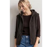 Gilet en peluche à capuche et fermeture zip