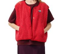 Gilet en polaire pour femme - Sans manches - Court - Avec poches et boutons - Couleur unie - Gilet léger en peluche - Automne - Hiver - Chaud - Décontracté - Veste d'hiver - Veste de transition pour