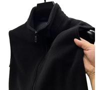 Gilet en polaire pour homme avec col montant vertical et construction double face sans couture pour une chaleur améliorée pendant la mi-saison (taille M, noir)