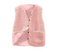 Gilet en polaire Teddy pour femme - Gilet polaire léger uni - Veste d'automne ample - Gilet en peluche boutonné, Rose, S