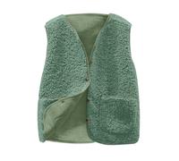 Gilet en polaire Teddy pour femme - Gilet polaire léger uni - Veste d'automne ample - Gilet en peluche boutonné, vert, S