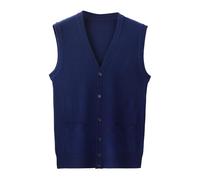 Gilet en tricot épais avec une boucle col en V, couleur pure, laine, chemise sans col, type de corps combiné, gilet sans cardigan nouveau-né, Marine, 3XL