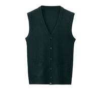 Gilet en tricot épais avec une boucle col en V, couleur pure, laine, chemise sans col, type de corps combiné, gilet sans cardigan nouveau-né, vert, M