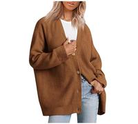 Gilet en Tricot Longue Sweet Femme Capuche Cardigan pour Cardigan avec Fermeture Léger Pull Noel Bateau Et Gilet Running Veste D Interieur Femme Polaire Chaude sans Capuche Café S