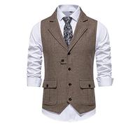 Gilet en tweed pour homme - Gilet de costume décontracté pour homme avec simple boutonnage - Costume moderne - Gilet élégant - Gilet de travail léger - Gilet de travail - Gilet de loisirs - Gilet