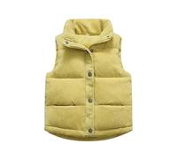 Gilet en Velours CôTelé pour Enfant,éPais pour Plus de Chaleur,Fermeture à Boutons et à GlissièRe,Sans Manches,VêTement D'ExtéRieur en Velours CôTelé L'Automne/ Hiver,Gilet Coton(Yellow,5-6 ans)