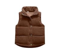 Gilet en Velours CôTelé pour Enfant,éPais pour Plus de Chaleur,Fermeture à Boutons et à GlissièRe,Sans Manches,VêTement D'ExtéRieur en Velours CôTelé L'Automne/ Hiver,Gilet Coton(Coffee,3-4 ans)
