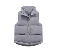 Gilet en Velours CôTelé pour Enfant,éPais pour Plus de Chaleur,Fermeture à Boutons et à GlissièRe,Sans Manches,VêTement D'ExtéRieur en Velours CôTelé L'Automne/ Hiver,Gilet Coton(Grey,3-4 ans)
