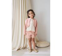 Gilet enfant en tricot poésie d'été rose 4A