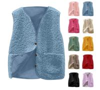 Gilet Enfant Fille Fausse Hiver Fourrure Manteau Col Debout sans Manches Cardigan Imitation Fourrure Gilets en Molleton Polaire Doux Laine Manteaux Sans Manches Ado Garcon Élégant Outerwear 5-14 Ans