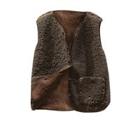 Gilet Enfant Fille Fausse Hiver Fourrure Manteau Col Debout sans Manches Cardigan Imitation Fourrure Gilets en Molleton Polaire Doux Laine Manteaux Sans Manches Ado Garcon Élégant Outerwear 5-14 Ans