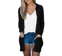 Gilet Femme Bleu Marine Pull Epaule Denudee Saison Sweet Ouverte Cardigan Elegant de Grande Taille pour Capuche Les Vestes pour Les L Été Veste Cardigan Femme Noir S