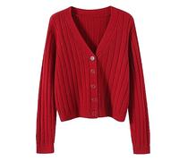 Gilet Femme Cardigan en Tricot Manches Longues pour Femme Cardigan de Poche Ouvert Torsadé Automne et Hiver Blouson Chaud Col en V Chandails Courte Pull Gilet