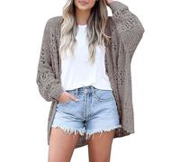 Gilet Femme Cardigan Long à Col en V Gilets Torsadé Femme Gilet Femmes Hiver Pull avec Poches Boutons Mode Élégant Manteaux Chaude Solid Color Chic Automne et Hiver Conforts Les Cent Vetement Femme