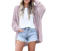Gilet Femme Cardigan Long à Col en V Gilets Torsadé Femme Gilet Femmes Hiver Pull avec Poches Boutons Mode Élégant Manteaux Chaude Solid Color Chic Automne et Hiver Conforts Les Cent Vetement Femme