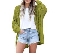 Gilet Femme Cardigan Long à Col en V Gilets Torsadé Femme Gilet Femmes Hiver Pull avec Poches Boutons Mode Élégant Manteaux Chaude Solid Color Chic Automne et Hiver Conforts Les Cent Vetement Femme