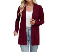 Gilet Femme Cardigan Long Chic Et Elégant Été Léger Fluide Manches Longues Veste Décontracté Ouverte sur Le Devant Et Col en V Cardigans avec Poches