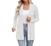 Gilet Femme Cardigan Long Chic Et Elégant Été Léger Fluide Manches Longues Veste Décontracté Ouverte sur Le Devant Et Col en V Cardigans avec Poches